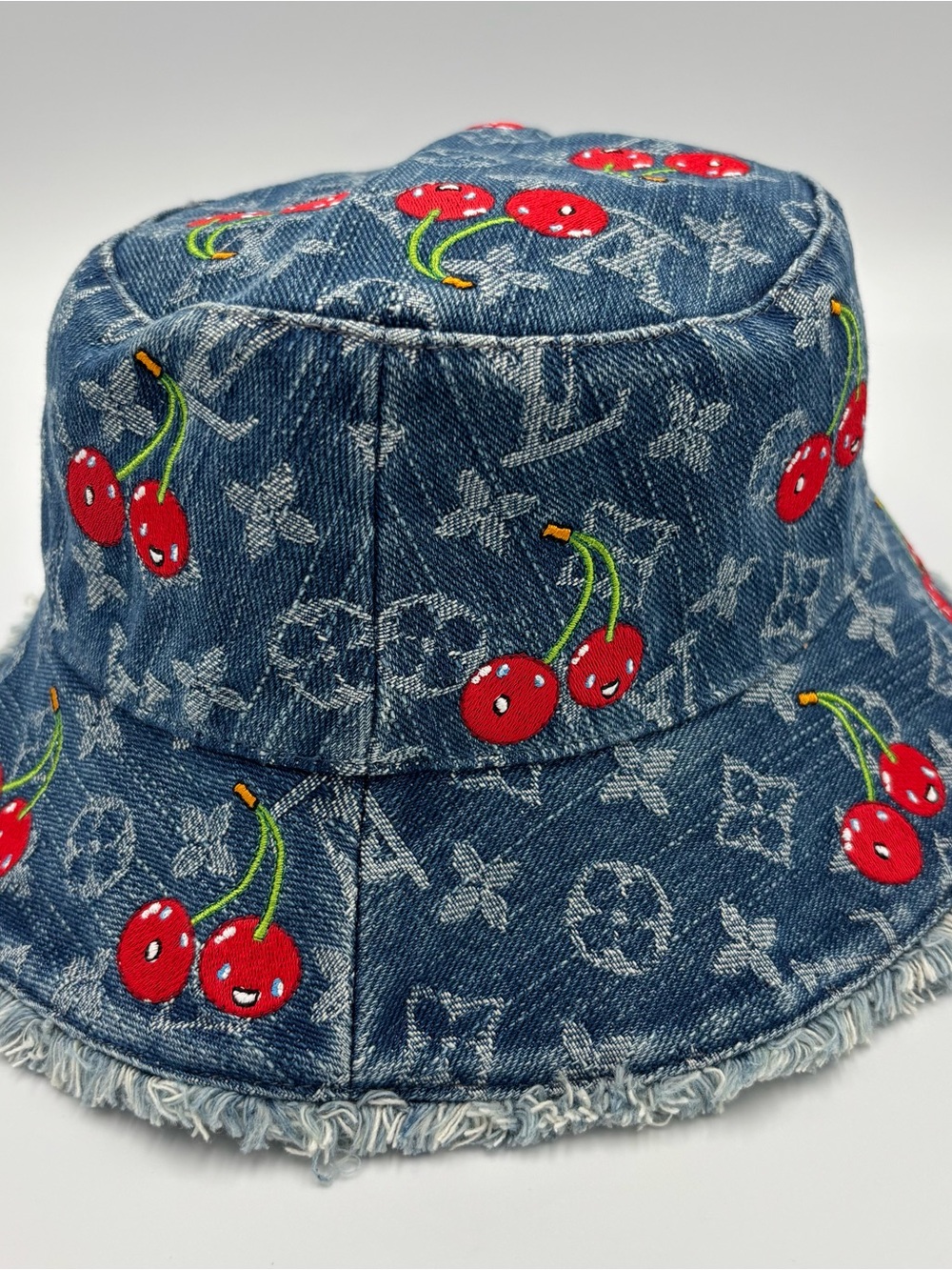 Louis Vuitton x Murakami Denim Cerise Cherry Bucket Hat Monogram